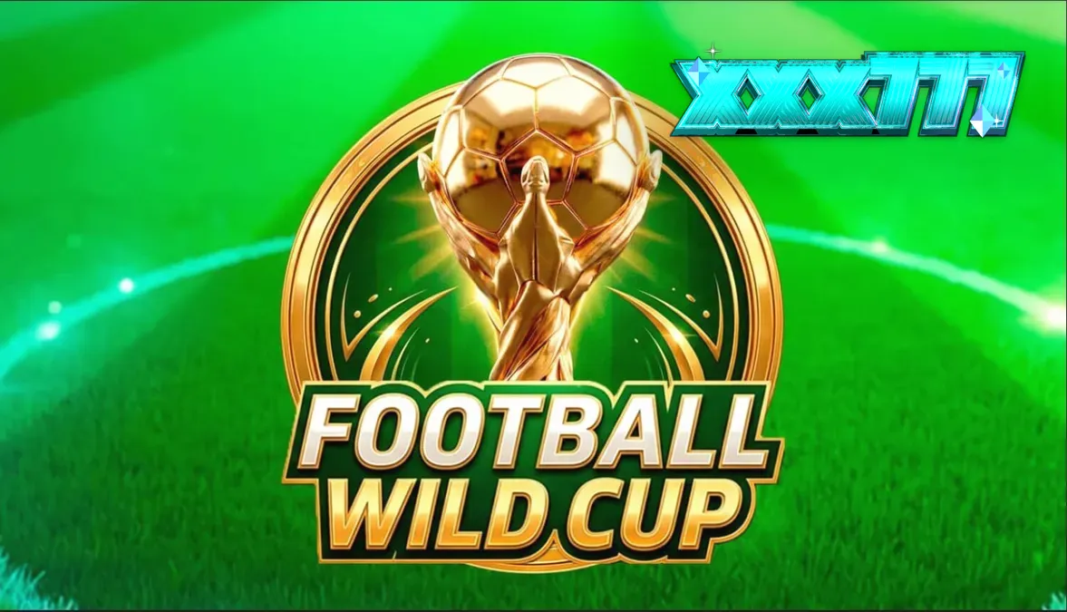 Tampilan visual slot Football Wild Cup dengan latar belakang stadion sepak bola